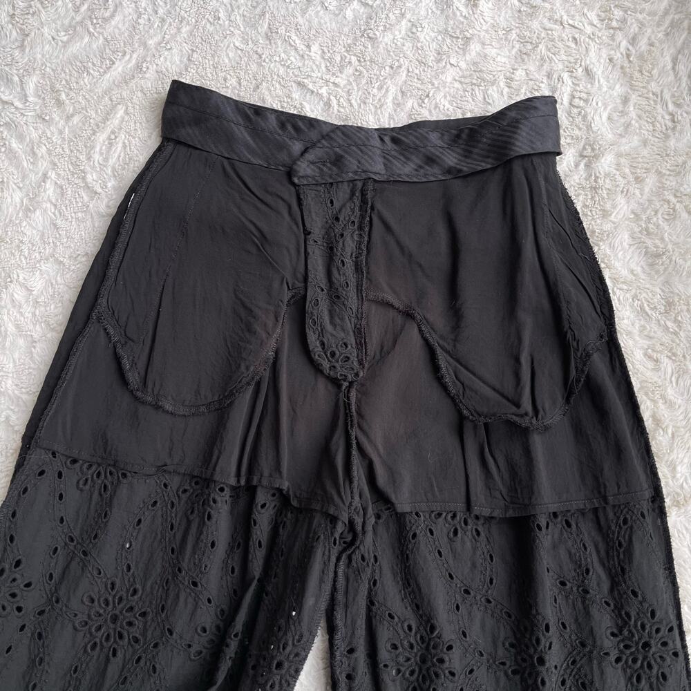 SOLD Zara eyelet lace high rise waist trouser pants cropped ankle trousers black - Picture 9 of 17